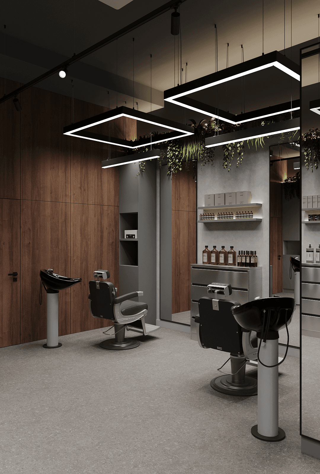 Барберское кресло и мойка