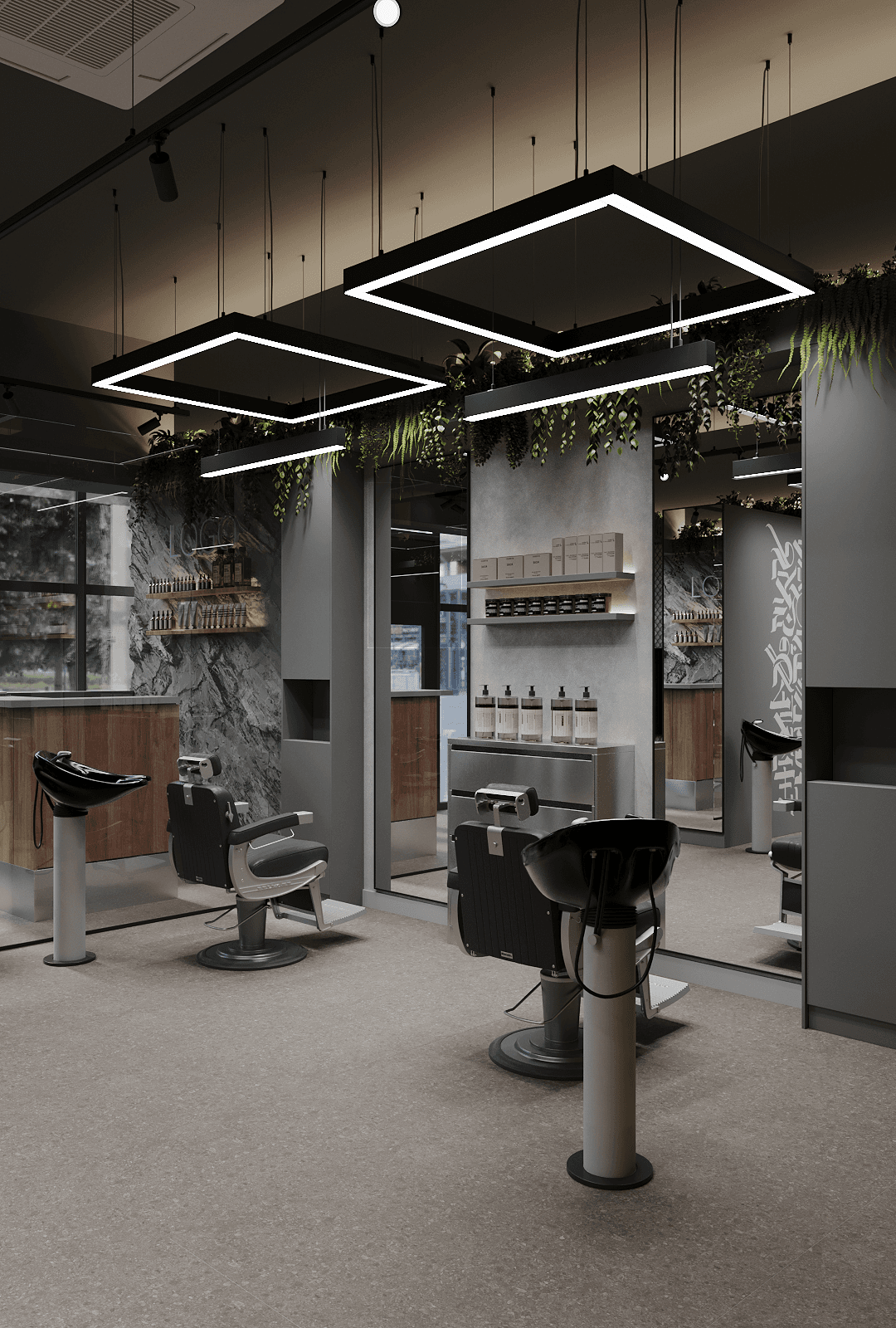 Рабочие места с мраморной отделкой